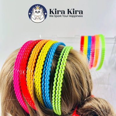 คาดผม 3เส้นหยัก สีสด (12 ชิ้น)