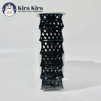 ตัวหนีบผม ลายตาข่ายฉลุ สีดำ (6 ชิ้น)