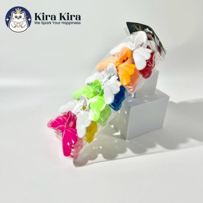 ตัวหนีบผม ลายริบบิ้น3ชั้น สีสดสลับขาว (5 ชิ้น)