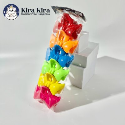 ตัวหนีบผม ลายโบว์ยก สีสด (6 ชิ้น)