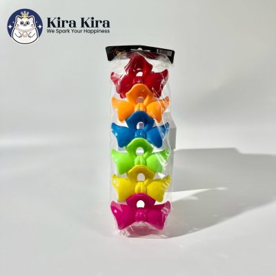 ตัวหนีบผม ลายโบว์ยก สีสด (6 ชิ้น)
