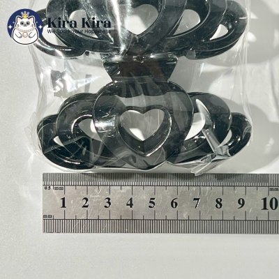 ตัวหนีบผม ลายหัวใจฉลุ สีดำ (6 ชิ้น)