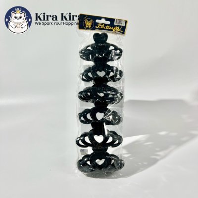 ตัวหนีบผม ลายหัวใจฉลุ สีดำ (6 ชิ้น)