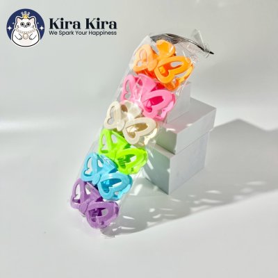 ตัวหนีบผม ลายผีเสื้อฉลุ สีหวาน (6 ชิ้น)