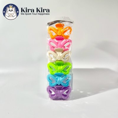 ตัวหนีบผม ลายผีเสื้อฉลุ สีหวาน (6 ชิ้น)