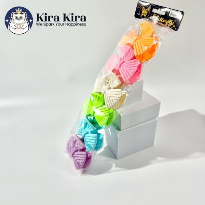 ตัวหนีบผม ลายโบว์เส้น สีหวาน (6 ชิ้น)