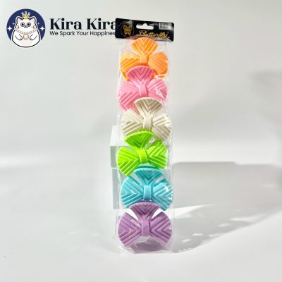 ตัวหนีบผม ลายโบว์เส้น สีหวาน (6 ชิ้น)