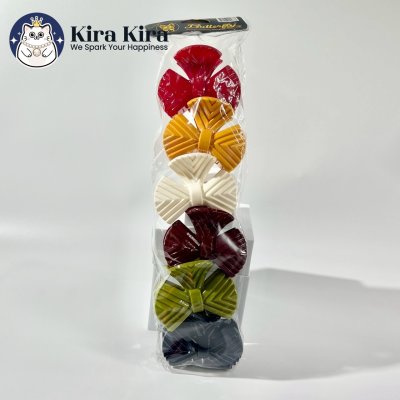 ตัวหนีบผม ลายโบว์เส้น สีคลาสสิค (6 ชิ้น)