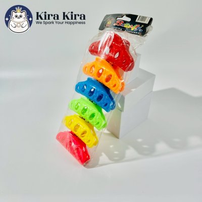 ตัวหนีบผม ลายโค้งไข่ฉลุ สีสด (6 ชิ้น)