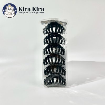 ตัวหนีบผม ลอนโค้ง สีดำ (6 ชิ้น)