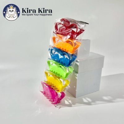 ตัวหนีบผม โบว์ใหญ่ฉลุ สีสด (6 ชิ้น)