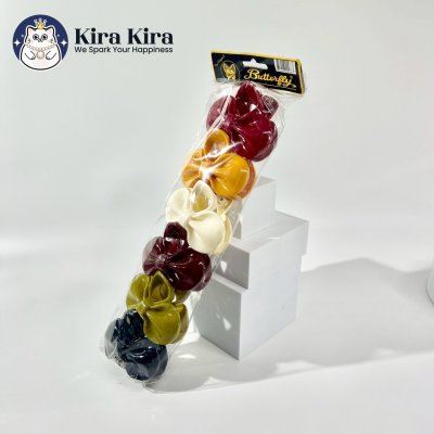 ตัวหนีบผม ลายโบว์กลม สีคลาสสิค (6 ชิ้น)