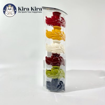 ตัวหนีบผม ลายใบไม้ สีคลาสสิค (6 ชิ้น)