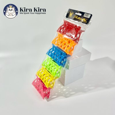 ตัวหนีบผม ลายตาข่ายฉลุ สีสด (6 ชิ้น)