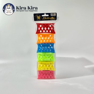 ตัวหนีบผม ลายตาข่ายฉลุ สีสด (6 ชิ้น)