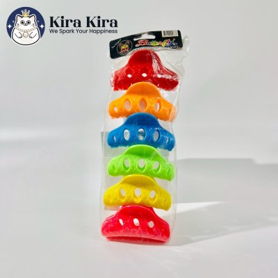 ตัวหนีบผม ลายโค้งไข่ฉลุ สีสด (6 ชิ้น)