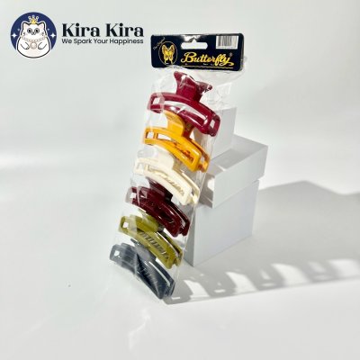 ตัวหนีบผม สี่เหลี่ยมยาวฉลุ สีคลาสสิค (5 ชิ้น)