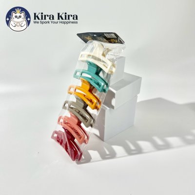 ตัวหนีบผม สี่เหลี่ยมยาวฉลุ สีหวาน (6 ชิ้น)