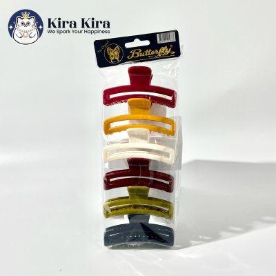 ตัวหนีบผม สี่เหลี่ยมยาวฉลุ สีคลาสสิค (5 ชิ้น)