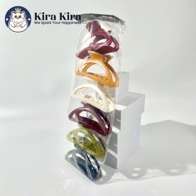 ตัวหนีบผม ครึ่งวงกลม สีคลาสสิค (6 ชิ้น)