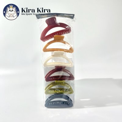 ตัวหนีบผม ครึ่งวงกลม สีคลาสสิค (6 ชิ้น)