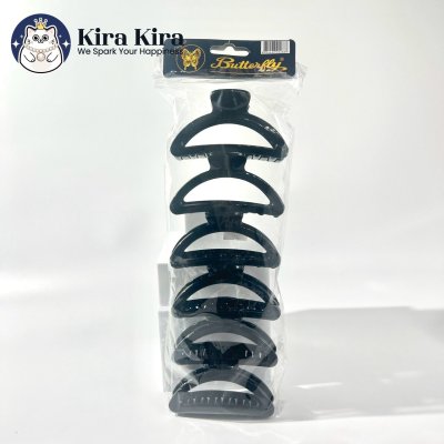 ตัวหนีบผม ครึ่งวงกลม สีดำ (6 ชิ้น)