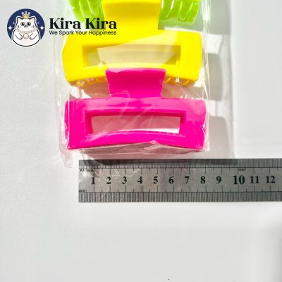 ตัวหนีบผม สีเหลี่ยมกลางฉลุ สีสด (6 ชิ้น)