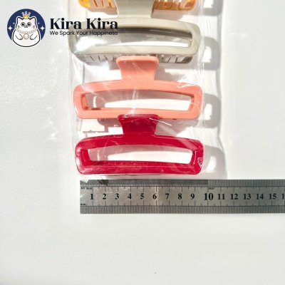 ตัวหนีบผม สี่เหลี่ยมมนฉลุ สีหวาน (6 ชิ้น)