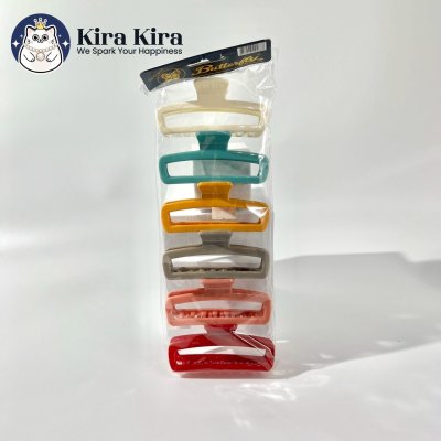 ตัวหนีบผม สี่เหลี่ยมมนฉลุ สีหวาน (6 ชิ้น)