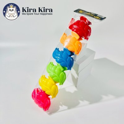 ตัวหนีบผม ลายใบไม้ สีสด (6 ชิ้น)