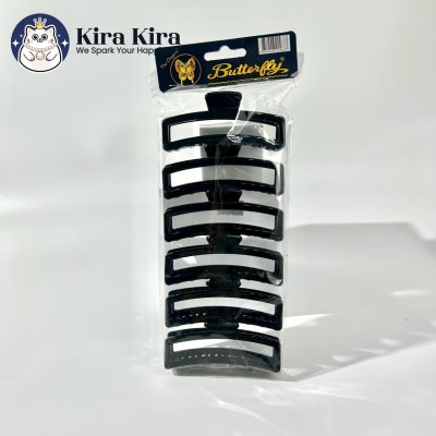 ตัวหนีบผม สีเหลี่ยมยาว สีดำ (6 ชิ้น)