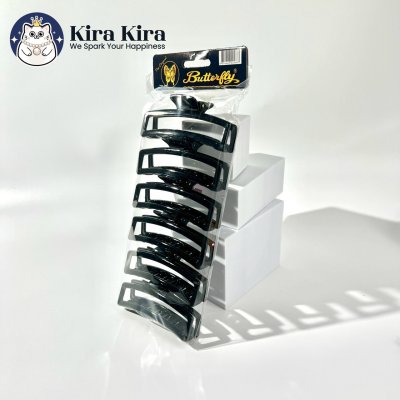 ตัวหนีบผม สีเหลี่ยมยาว สีดำ (6 ชิ้น)