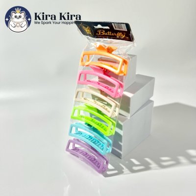 ตัวหนีบผม สีเหลี่ยมยาว สีหวาน (6 ชิ้น)