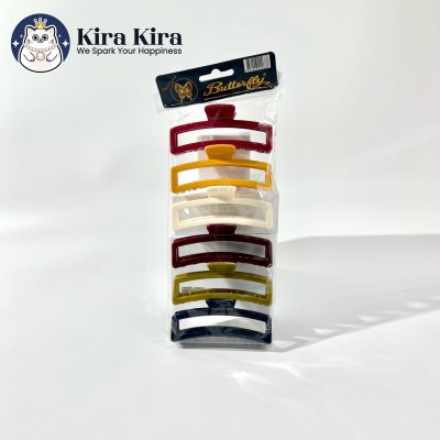 ตัวหนีบผม สี่เหลี่ยมยาว สีคลาสสิค (6 ชิ้น)