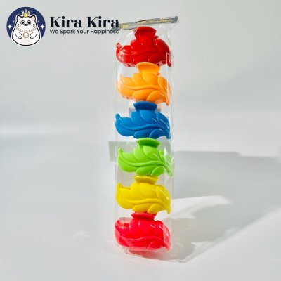 ตัวหนีบผม ลายใบไม้ สีสด (6 ชิ้น)