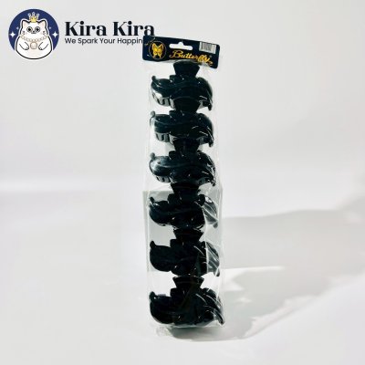 ตัวหนีบผม ลายใบไม้ สีดำ (6 ชิ้น)