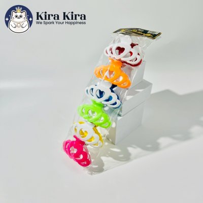 ตัวหนีบผม ลายหัวใจฉลุ สีสดสลับขาว (6 ชิ้น)