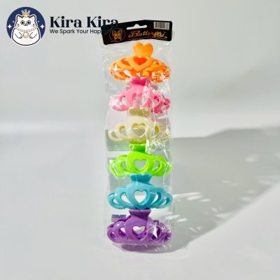 ตัวหนีบผม ลายหัวใจฉลุ สีหวาน (6 ชิ้น)