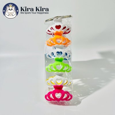 ตัวหนีบผม ลายหัวใจฉลุ สีสดสลับขาว (6 ชิ้น)