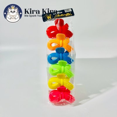 ตัวหนีบผม ลายริบบิ้น สีสด (6 ชิ้น)