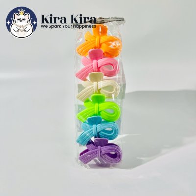 ตัวหนีบผม ลายริบบิ้น สีหวาน (6 ชิ้น)