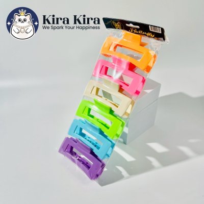 ตัวหนีบผม สี่เหลี่ยมฉลุxxl สีหวาน (6 ชิ้น)
