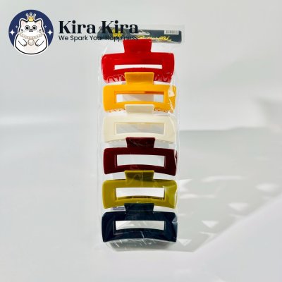 ตัวหนีบผม สี่เหลี่ยมฉลุxxl สีคลาสสิค (6 ชิ้น)