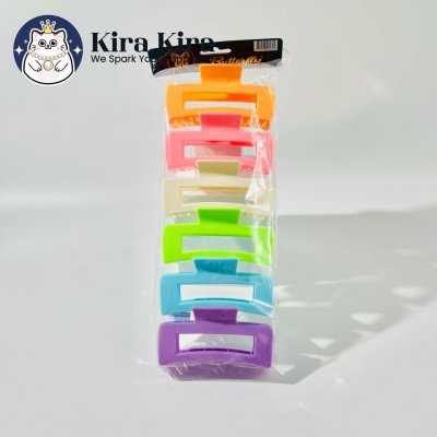 ตัวหนีบผม สี่เหลี่ยมฉลุxxl สีหวาน (6 ชิ้น)
