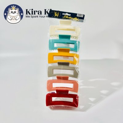 ตัวหนีบผม สีเหลี่ยมฉลุxxl สีหวาน (6 ชิ้น)