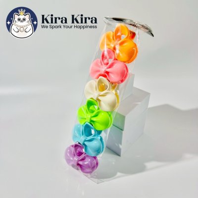 ตัวหนีบผม ลายโบว์กลม สีหวาน (6 ชิ้น)
