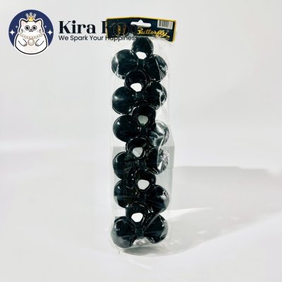 ตัวหนีบผม ลายโบว์กลม สีดำ (6 ชิ้น)