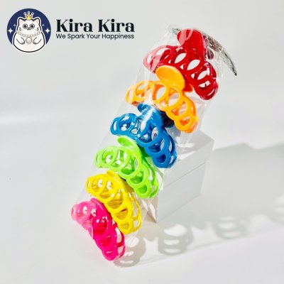 ตัวหนีบผม วงกลมฉลุ สีสด (6 ชิ้น)