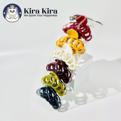 ตัวหนีบผม ลายลงกลมฉลุ สีคลาสสิค (6 ชิ้น)