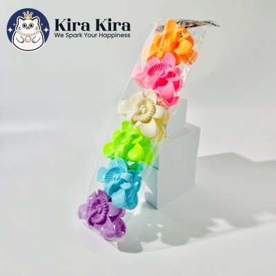 ตัวหนีบผม ลายดอกไม้ สีหวาน (6 ชิ้น)
